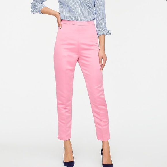 J. Crew Pants - J crew high rise cigarette pants pink ankle satin